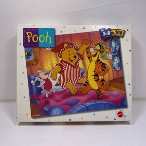 Vintage Disney Pooh 100 Piece Pooh Sleepover Jigsaw Puzzle Mattel 12.5x15